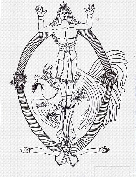 PHILIPPINEN REISEN - GESCHICHTE - MYTHOLOGIE Bathala der kreative Gott (oben), eine Diwata, eine Göttin (unten) und Sarimanok (Mitte)